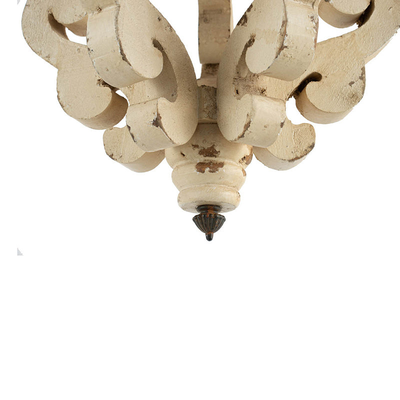Farmhouse Wood Chandelier – Antique White French Country Fixture