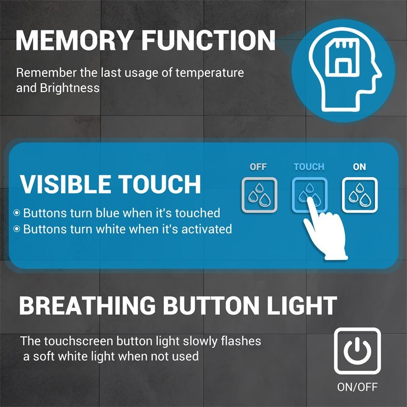LED Bathroom Mirror With Lights Wall Vanity LED Mirror Stepless Dimmable, Double Front And Backlight, Anti-Fog, Memory Smart Mirror For Bathroom