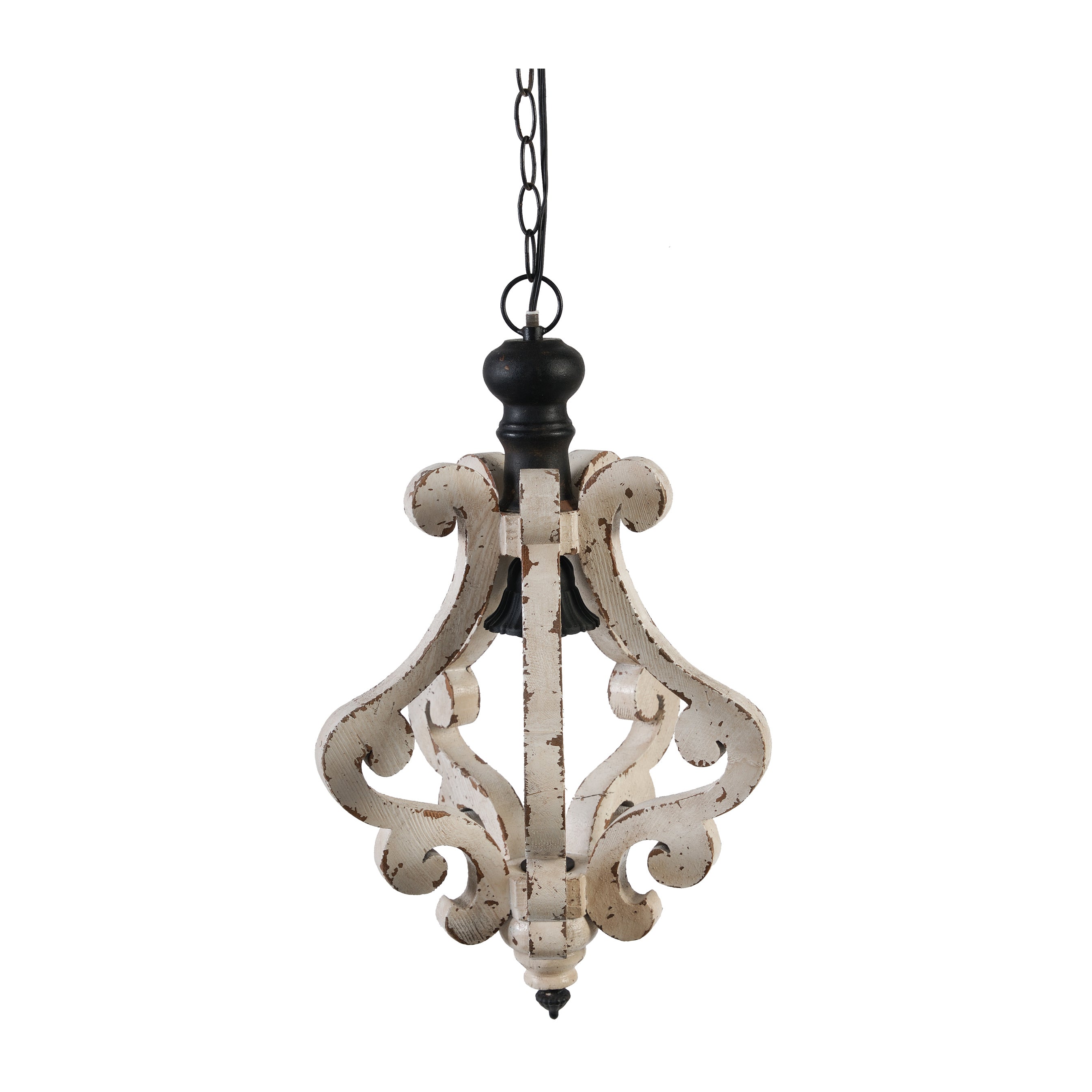 Farmhouse Wood Chandelier – Antique White French Country Fixture