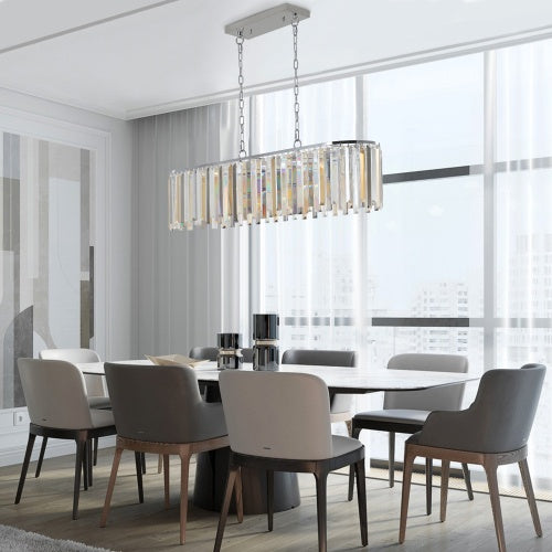 Modern Oval Crystal Chandelier – Luxury Ceiling Fixture with Adjustable Height