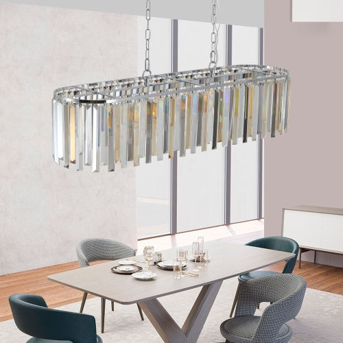 Modern Oval Crystal Chandelier – Luxury Ceiling Fixture with Adjustable Height