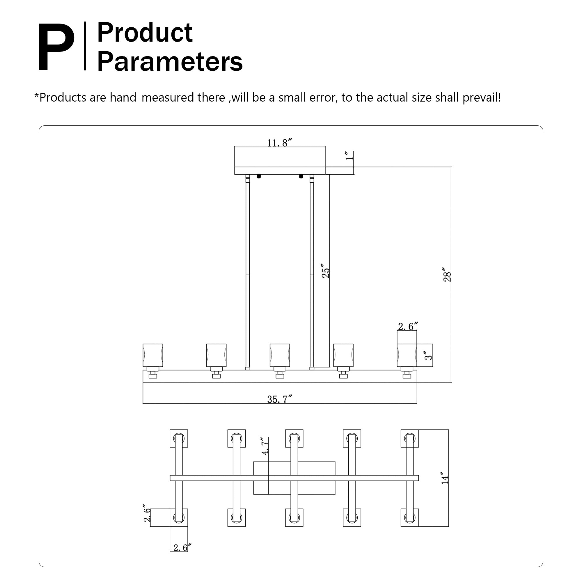 10-Light Black Linear Crystal Chandelier for Dining Room