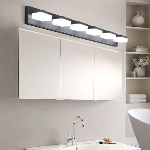 Modern 6-Light Black LED Vanity Mirror Light – Sleek Bathroom & Makeup Fixture | Orno Lights
