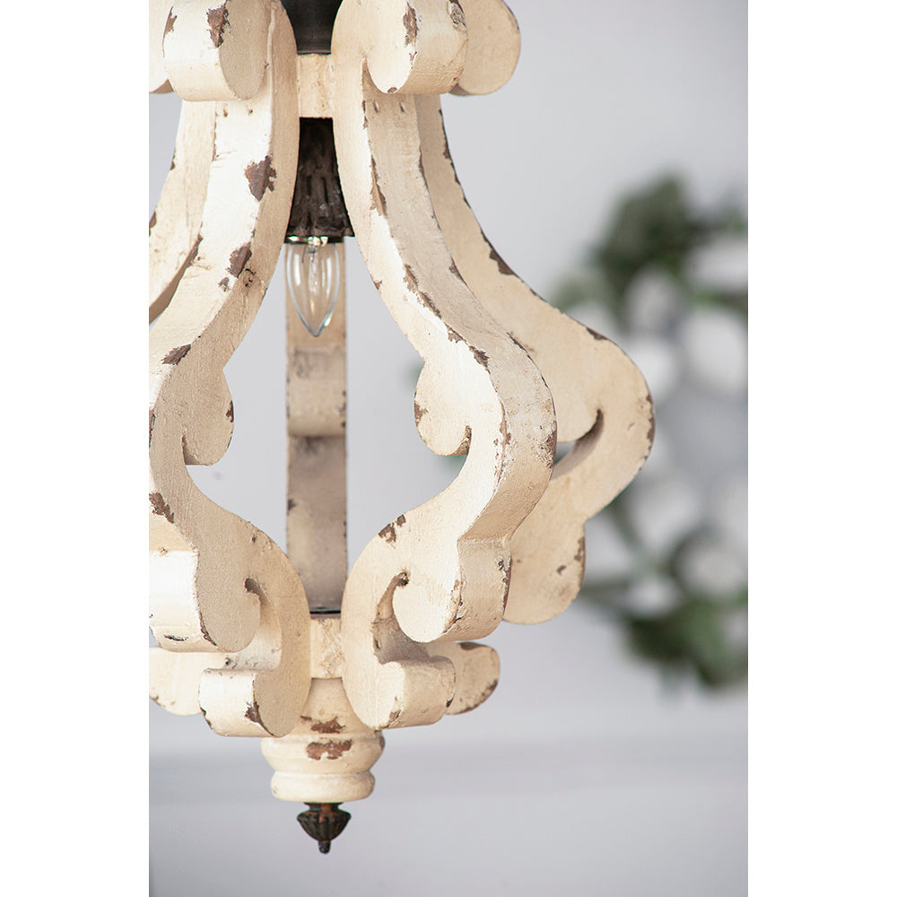 Farmhouse Wood Chandelier – Antique White French Country Fixture
