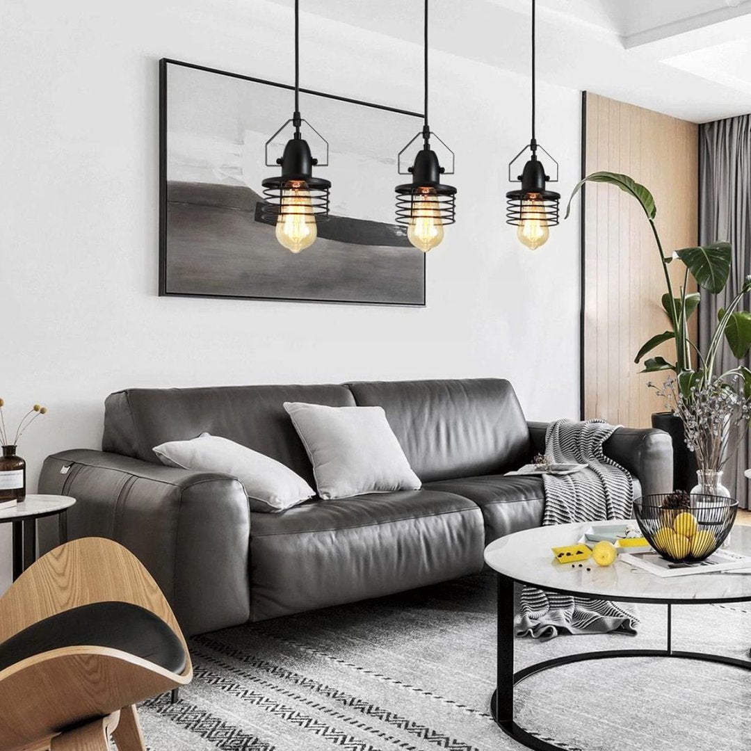 Industrial Black Metal Cage Pendant Light – 1-Light E26 Fixture