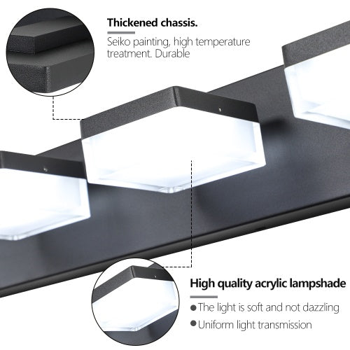 Modern 6-Light Black LED Vanity Mirror Light – Sleek Bathroom & Makeup Fixture | Orno Lights