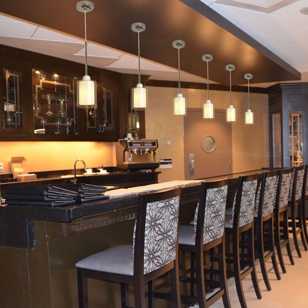 Modern Glass Cylinder Pendant Light – Adjustable Chrome Finish