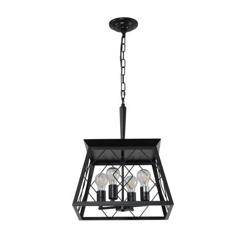 4-Light Black Farmhouse Chandelier – Adjustable Vintage Iron Fixture