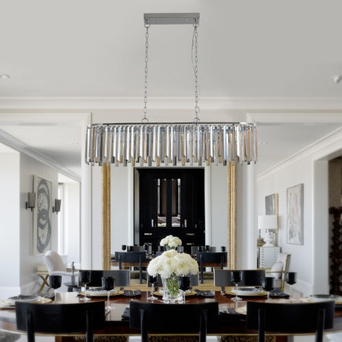 Modern Oval Crystal Chandelier – Luxury Ceiling Fixture with Adjustable Height