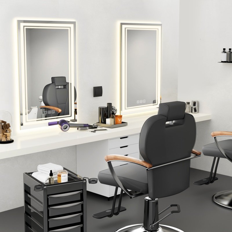 LED Bathroom Mirror With Lights Wall Vanity LED Mirror Stepless Dimmable, Double Front And Backlight, Anti-Fog, Memory Smart Mirror For Bathroom