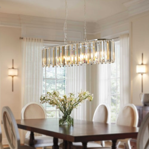 Modern Oval Crystal Chandelier – Luxury Ceiling Fixture with Adjustable Height